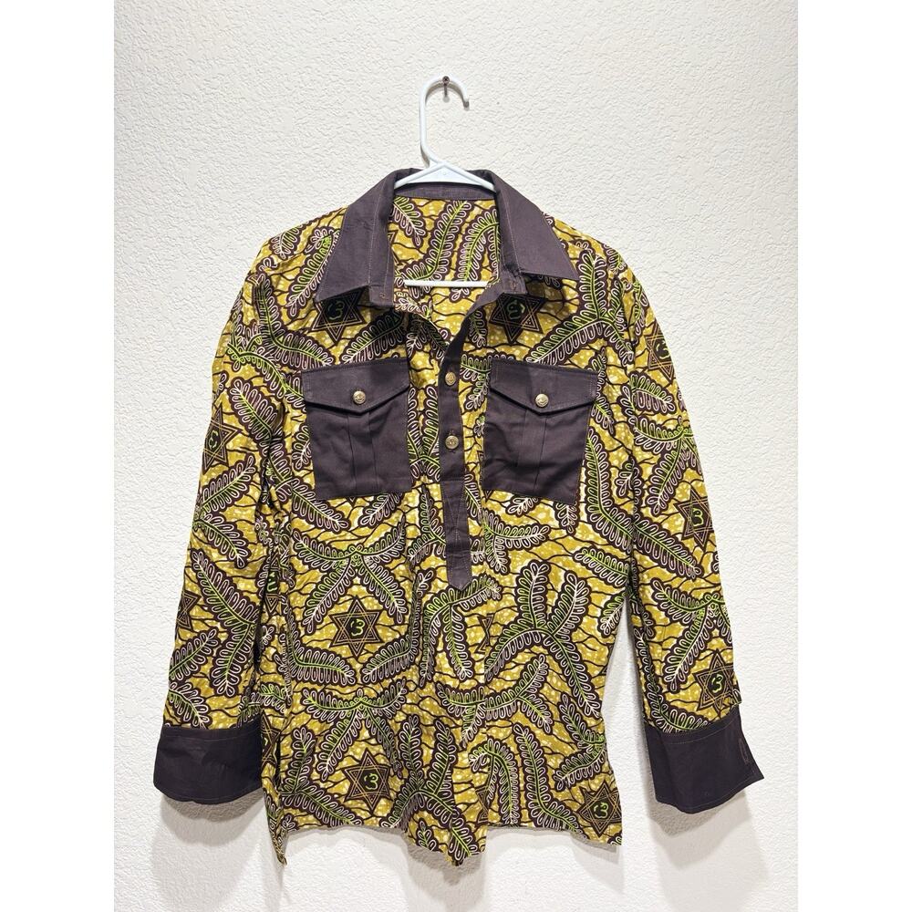 Vintage African Disco Shirt Pattern Medium Wax Pullover